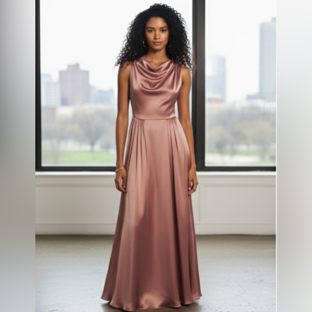 Reformation Blu Dress 100% Silk Sleeveless Evening Gown Praline Size 4